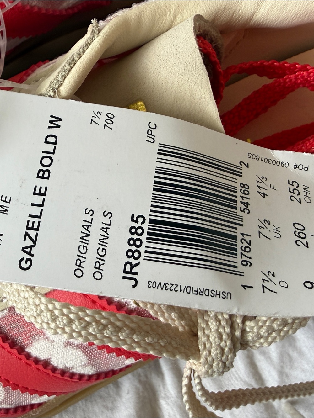 adidas Originals Gazelle bold x liberty london shoes in white and cream white - Picture 4 of 6